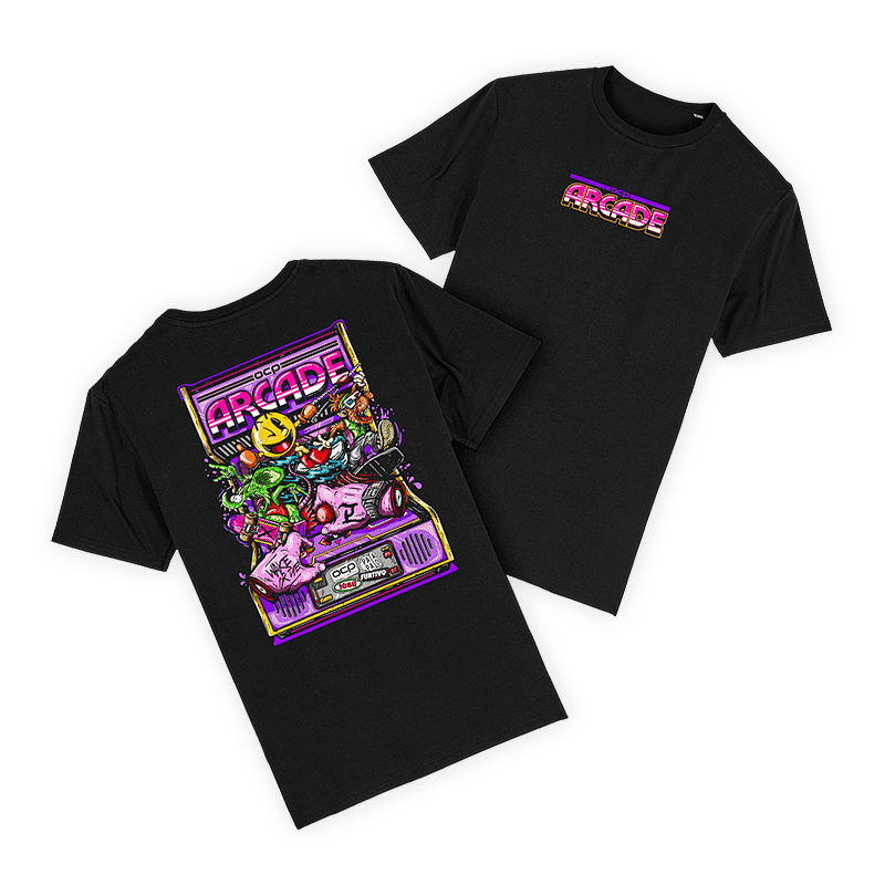 Compra tu camiseta exclusiva edición ARCADE de OCP Olimpic Cable Park. Sólo en PataPalo Market.